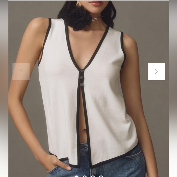 Anthropologie Maeve Colorblock Vest, Black and White, Size Medium - Picture 4 of 8